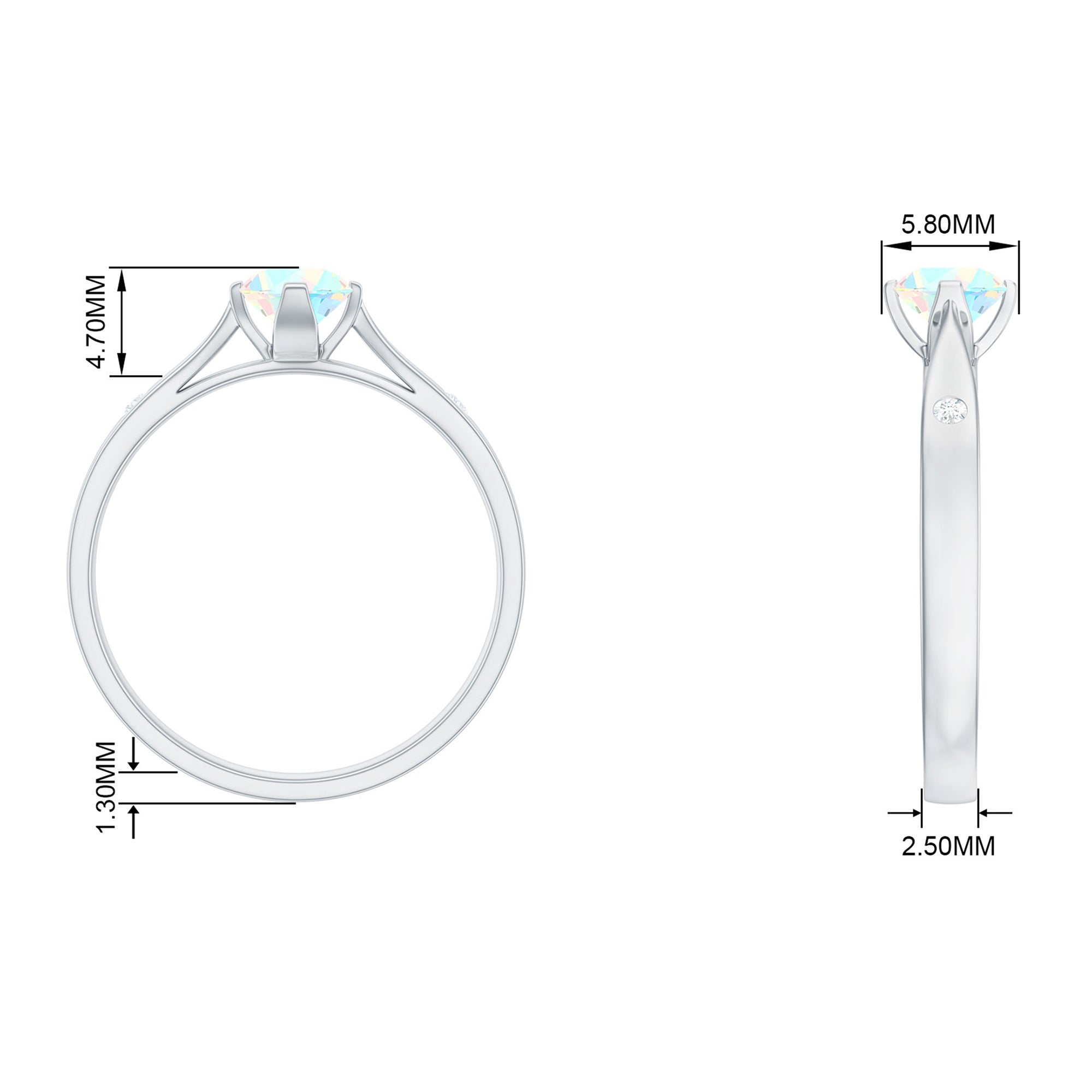 Natural Ethiopian Opal Solitaire Ring with Diamond Ethiopian Opal - ( AAA ) - Quality - Rosec Jewels