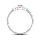 1 CT Emerald Cut Pink Sapphire Solitaire Engagement Ring with Diamond Trio Pink Sapphire - ( AAA ) - Quality - Rosec Jewels