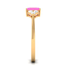 1 CT Emerald Cut Pink Sapphire Solitaire Engagement Ring with Diamond Trio Pink Sapphire - ( AAA ) - Quality - Rosec Jewels