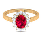 Ruby and Diamond Floral Engagement Ring Ruby - ( AAA ) - Quality - Rosec Jewels