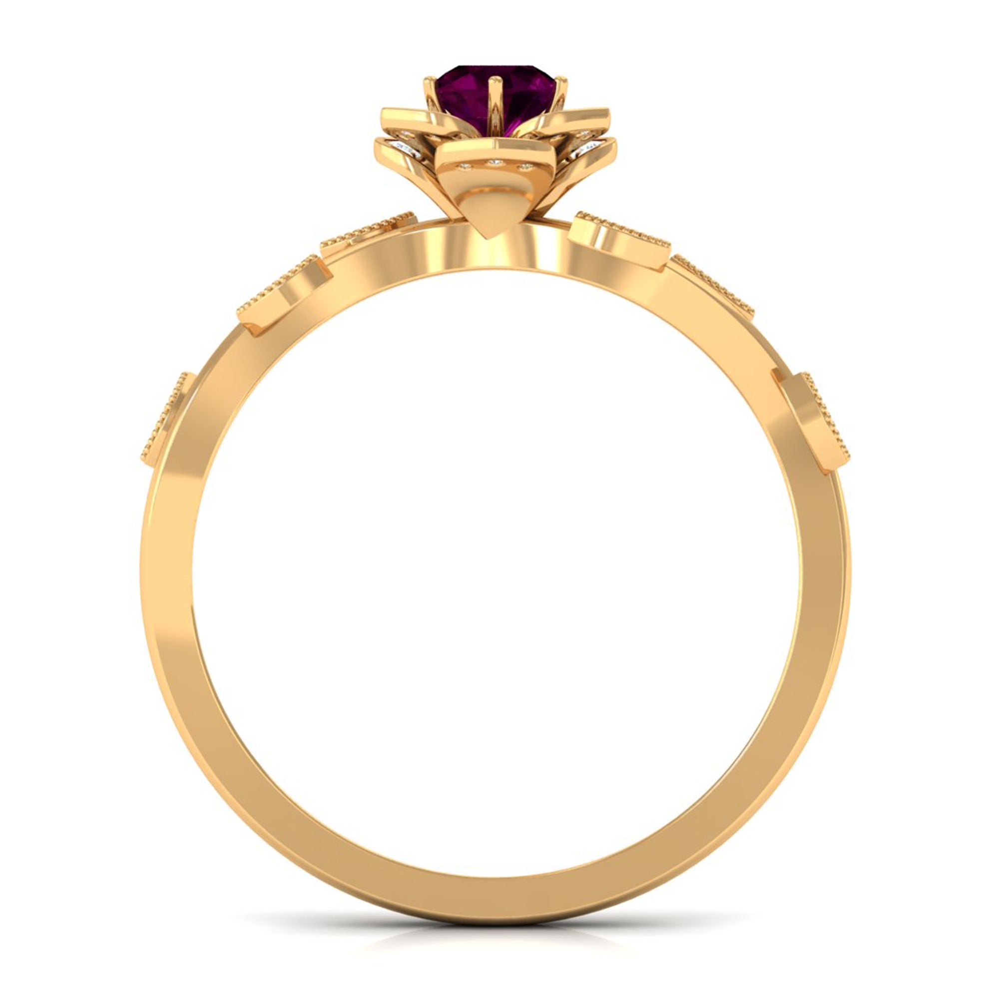 Nature Inspired Rhodolite Garnet Engagement Ring Rhodolite - ( AAA ) - Quality - Rosec Jewels