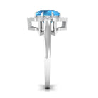 Swiss Blue Topaz Star Shape Engagement Ring with Diamond Swiss Blue Topaz - ( AAA ) - Quality - Rosec Jewels