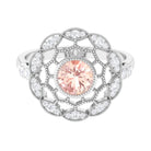 Morganite and Diamond Flower Statement Ring Morganite - ( AAA ) - Quality - Rosec Jewels