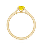 Round Yellow Sapphire Solitaire Engagement Ring with Diamond Yellow Sapphire - ( AAA ) - Quality - Rosec Jewels