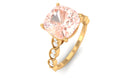 Cushion Cut Morganite Engagement Ring with Moissanite and Gold Milgrain Morganite - ( AAA ) - Quality - Rosec Jewels