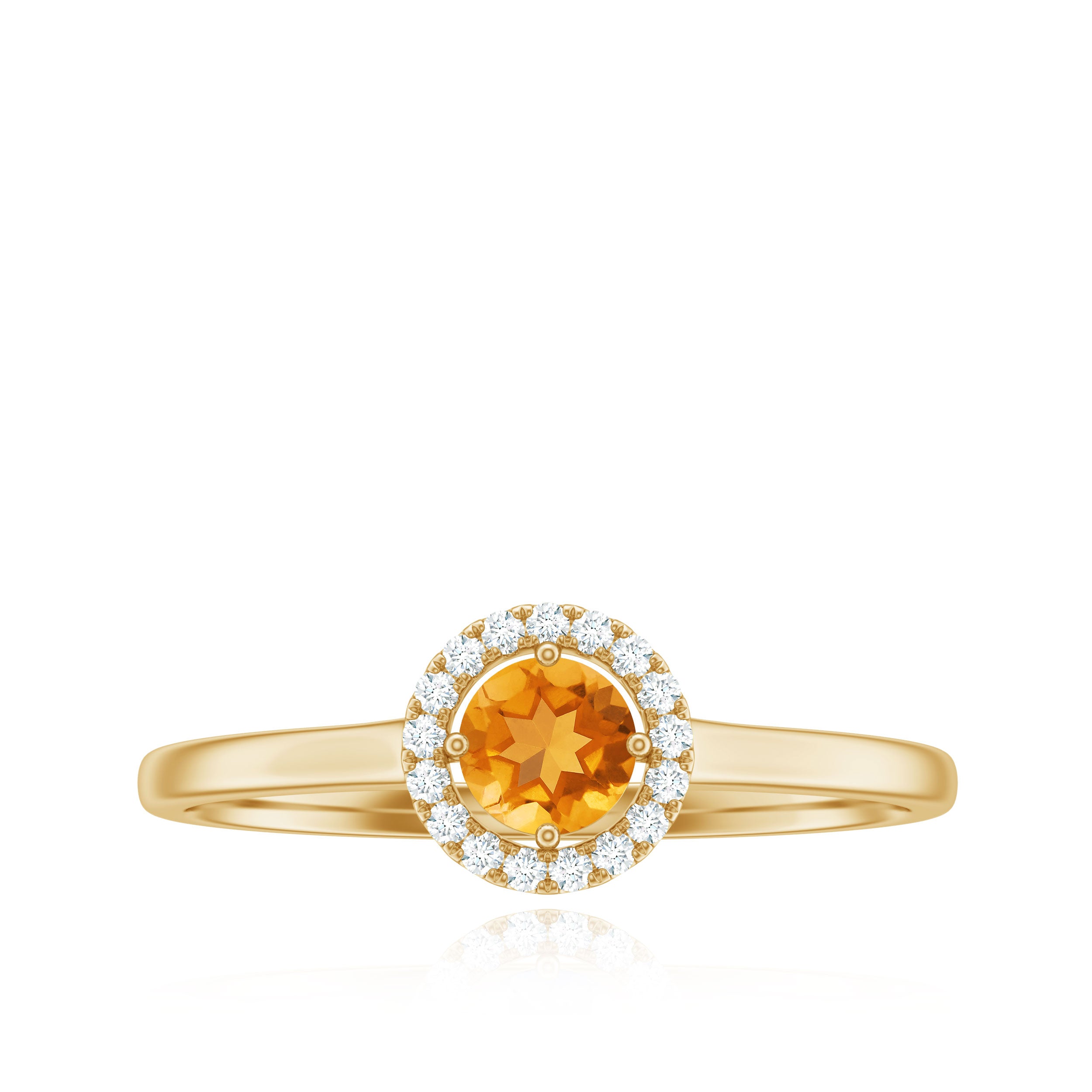 Elegant Citrine Promise Ring with Diamond Halo Citrine - ( AAA ) - Quality - Rosec Jewels