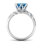 Asscher Cut London Blue Topaz Designer Engagement Ring with Diamond London Blue Topaz - ( AAA ) - Quality - Rosec Jewels