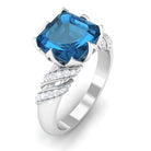 Asscher Cut London Blue Topaz Designer Engagement Ring with Diamond London Blue Topaz - ( AAA ) - Quality - Rosec Jewels