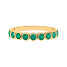 Round Shape Emerald Half Eternity Ring in Bezel Setting Emerald - ( AAA ) - Quality - Rosec Jewels