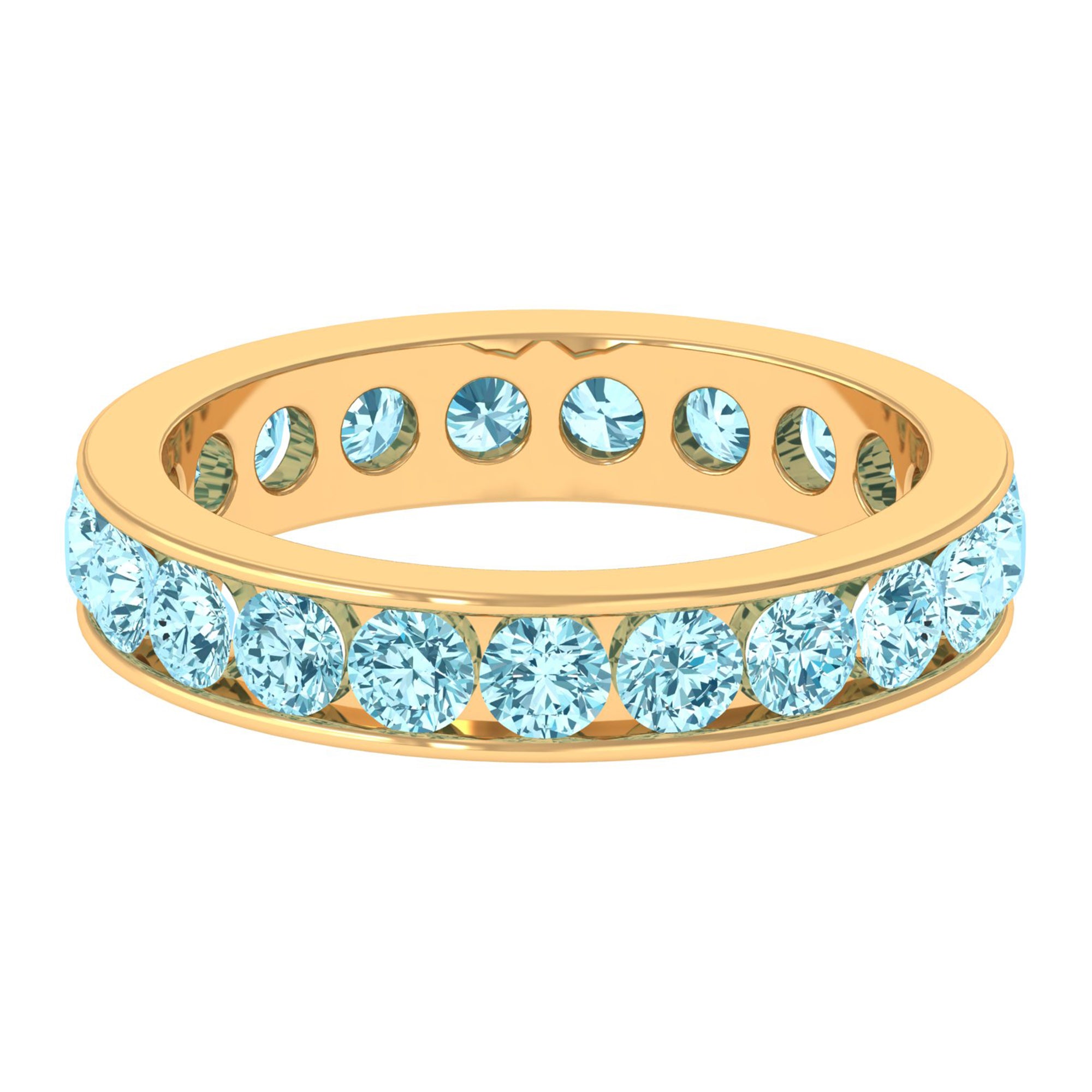 2 Carat Channel Set Aquamarine Eternity Band Ring Aquamarine - ( AAA ) - Quality - Rosec Jewels