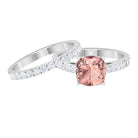 2.75 CT Morganite Solitaire Engagement Ring with Moissanite Eternity Band Morganite - ( AAA ) - Quality - Rosec Jewels