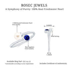 Lab Created Blue Sapphire and Pearl Toi Et Moi Ring Freshwater Pearl - ( AAA ) - Quality - Rosec Jewels