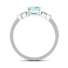 Octagon Cut Solitaire Aquamarine Celtic Engagement Ring with Diamond Aquamarine - ( AAA ) - Quality - Rosec Jewels