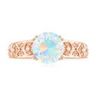 2 CT Ethiopian Opal Flower Solitaire Ring with Diamond Ethiopian Opal - ( AAA ) - Quality - Rosec Jewels