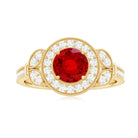 2 CT Vintage Inspired Created Ruby Engagement Ring with Diamond Lab Created Ruby - ( AAAA ) - Quality - Rosec Jewels