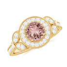 Vintage Inspired Morganite and Diamond Engagement Ring Morganite - ( AAA ) - Quality - Rosec Jewels