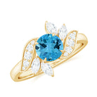 1.5 CT Swiss Blue Topaz Flower Engagement Ring with Diamond Swiss Blue Topaz - ( AAA ) - Quality - Rosec Jewels