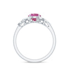 Pink Tourmaline Flower Engagement Ring with Moissanite Pink Tourmaline - ( AAA ) - Quality - Rosec Jewels