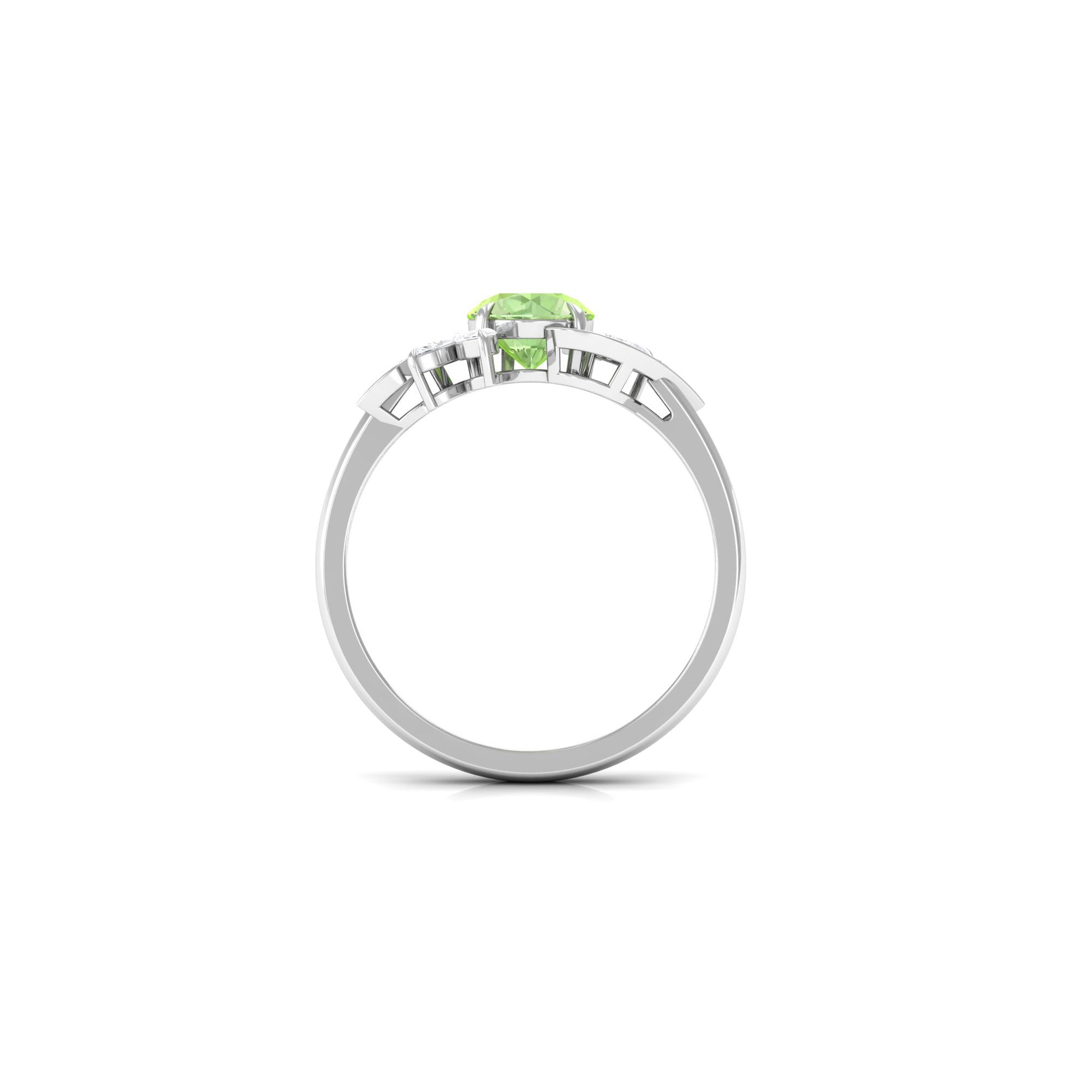 Green Sapphire Flower Engagement Ring with Diamond Green Sapphire - ( AAA ) - Quality - Rosec Jewels