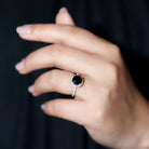 Real Black Spinel Classic Halo Engagement Ring with Diamond Black Spinel - ( AAA ) - Quality - Rosec Jewels