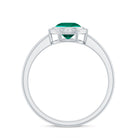 Round Lab-Created Emerald Solitaire Gold Ring in Bezel Setting Lab Created Emerald - ( AAAA ) - Quality - Rosec Jewels