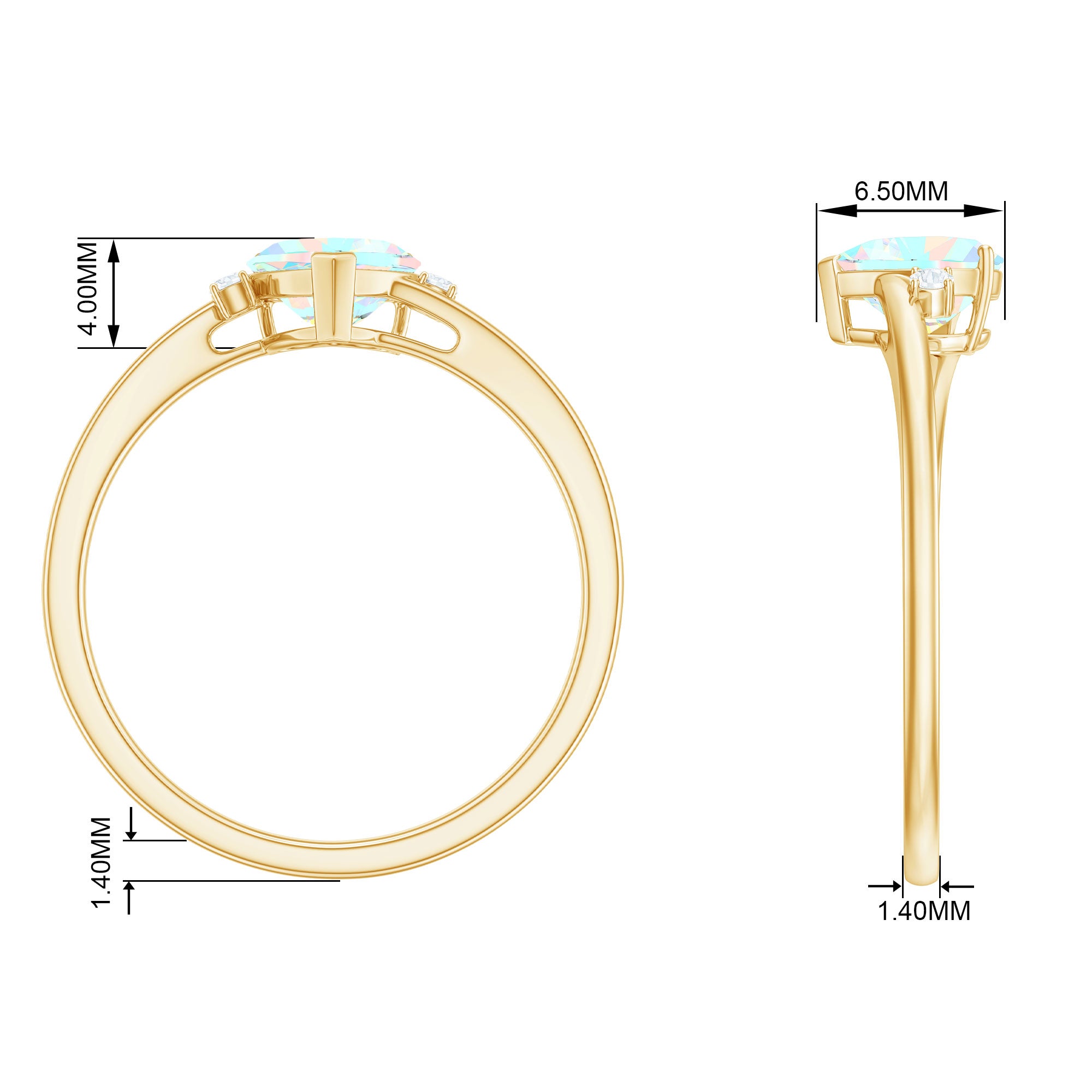 Minimal Ethiopian Opal Solitaire Heart Ring with Diamond Ethiopian Opal - ( AAA ) - Quality - Rosec Jewels