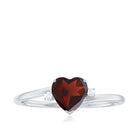 1.25 CT Heart Garnet Solitaire Promise Ring with Diamond Garnet - ( AAA ) - Quality - Rosec Jewels