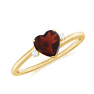 1.25 CT Heart Garnet Solitaire Promise Ring with Diamond Garnet - ( AAA ) - Quality - Rosec Jewels