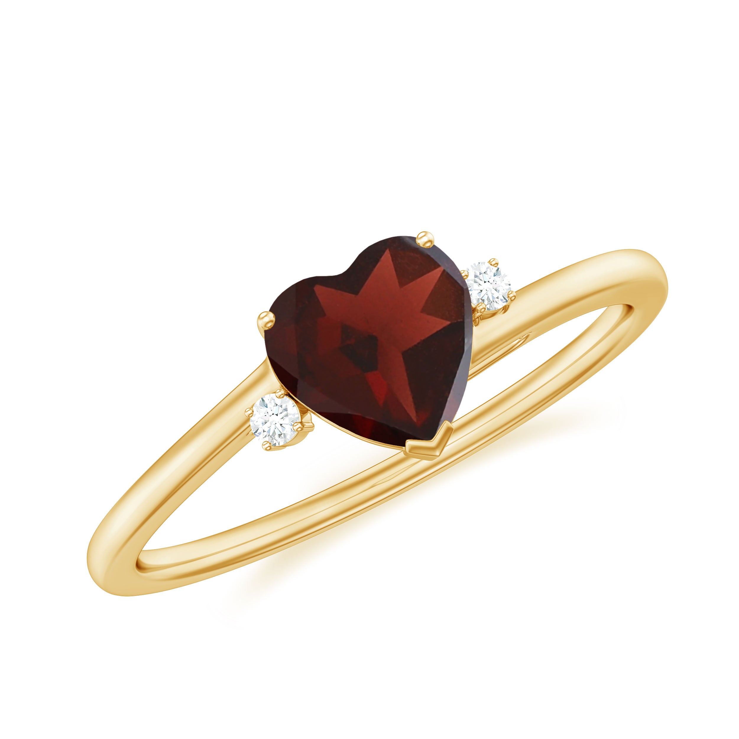 1.25 CT Heart Garnet Solitaire Promise Ring with Diamond Garnet - ( AAA ) - Quality - Rosec Jewels