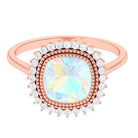 Cushion Cut Ethiopian Opal Statement Engagement Ring with Diamond Halo Ethiopian Opal - ( AAA ) - Quality - Rosec Jewels