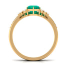 Minimal Emerald and Diamond Bridal Ring Set Emerald - ( AAA ) - Quality - Rosec Jewels