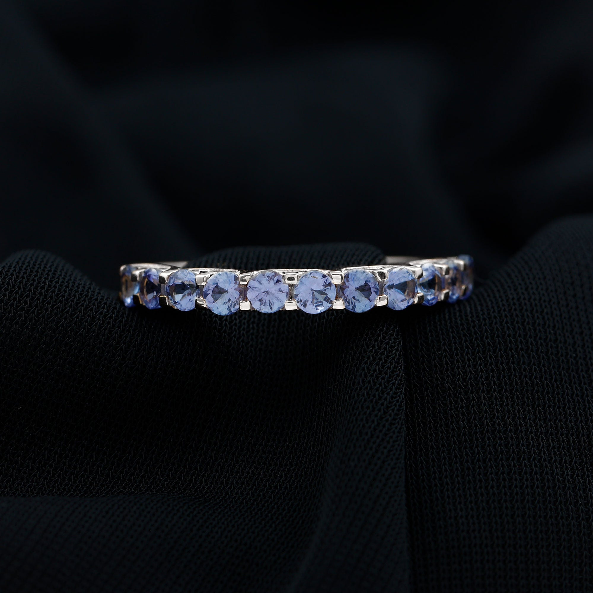 Trellis Set Round Tanzanite Half Eternity Band Ring Tanzanite - ( AAA ) - Quality - Rosec Jewels