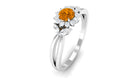 Split Shank Citrine Flower Engagement Ring with Diamond Citrine - ( AAA ) - Quality - Rosec Jewels