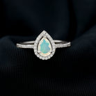 Pear Cut Ethiopian Opal and Diamond Halo Engagement Ring Ethiopian Opal - ( AAA ) - Quality - Rosec Jewels