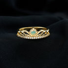 Real Ethiopian Opal and Diamond Crown Band Ring Ethiopian Opal - ( AAA ) - Quality - Rosec Jewels