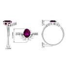 Oval Rhodolite Solitaire Wedding Ring Set with Diamond Rhodolite - ( AAA ) - Quality - Rosec Jewels