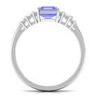 Asscher Cut Tanzanite Designer Engagement Ring with Baguette Moissanite Tanzanite - ( AAA ) - Quality - Rosec Jewels