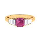 Asscher Cut Pink Tourmaline Engagement Ring with Moissanite Pink Tourmaline - ( AAA ) - Quality - Rosec Jewels