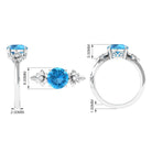 2 CT Round Swiss Blue Topaz Solitaire Flower Engagement Ring with Diamond Swiss Blue Topaz - ( AAA ) - Quality - Rosec Jewels