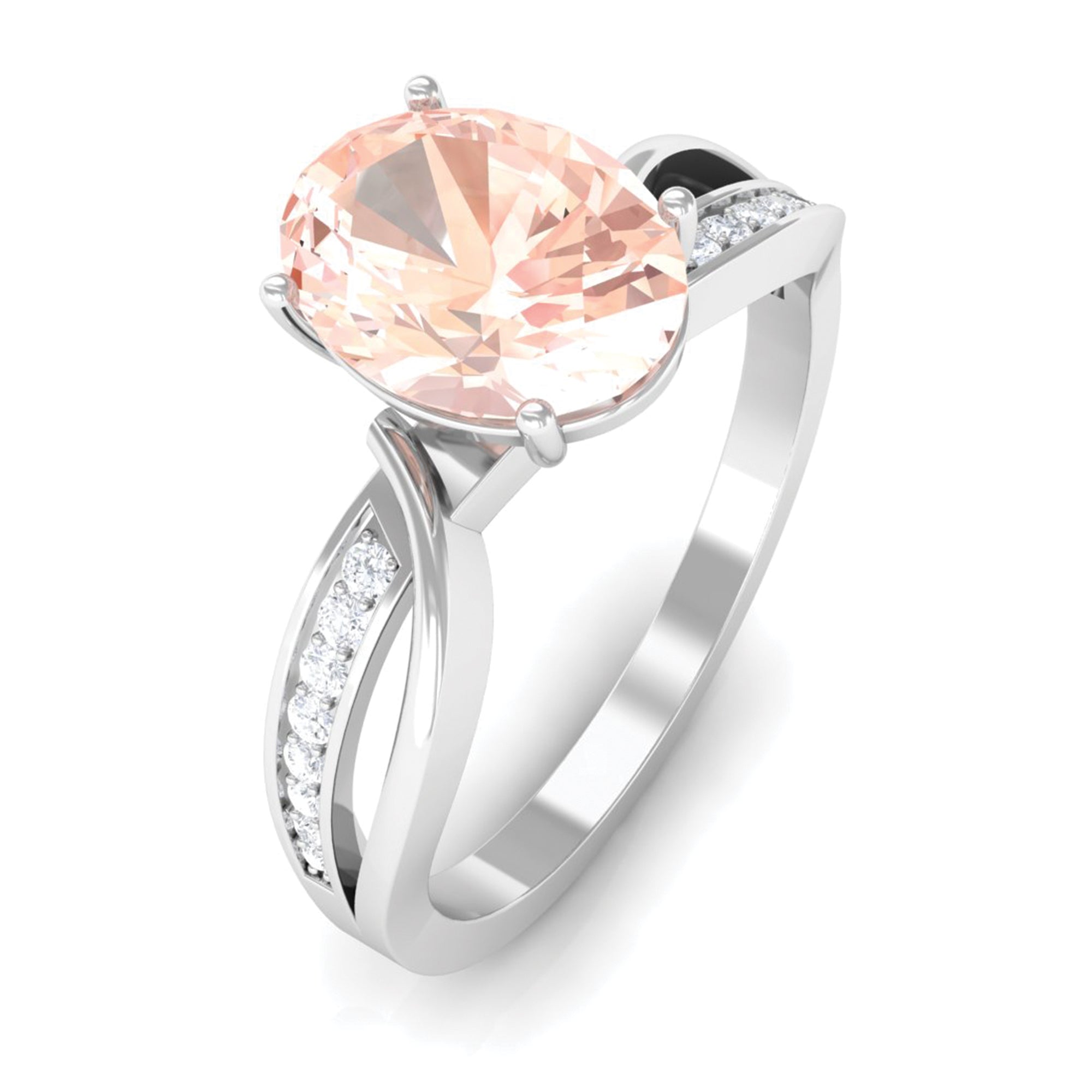 1.25 CT Infinity Shank Morganite Engagement Ring with Diamond Morganite - ( AAA ) - Quality - Rosec Jewels