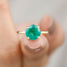 Simple Round Lab Grown Emerald Solitaire Ring Lab Created Emerald - ( AAAA ) - Quality - Rosec Jewels
