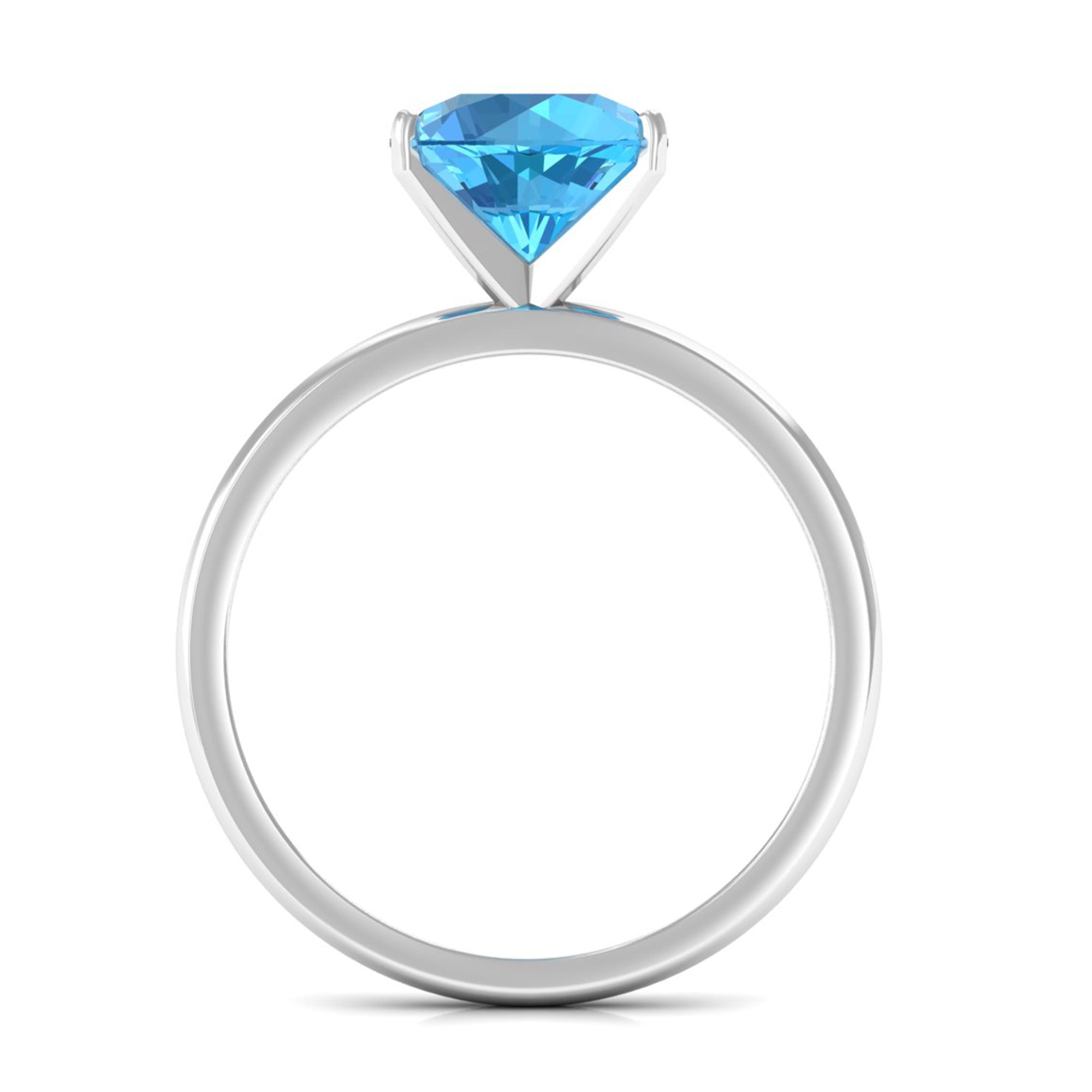 2 CT Round Cut Swiss Blue Topaz Solitaire Engagement Ring Swiss Blue Topaz - ( AAA ) - Quality - Rosec Jewels