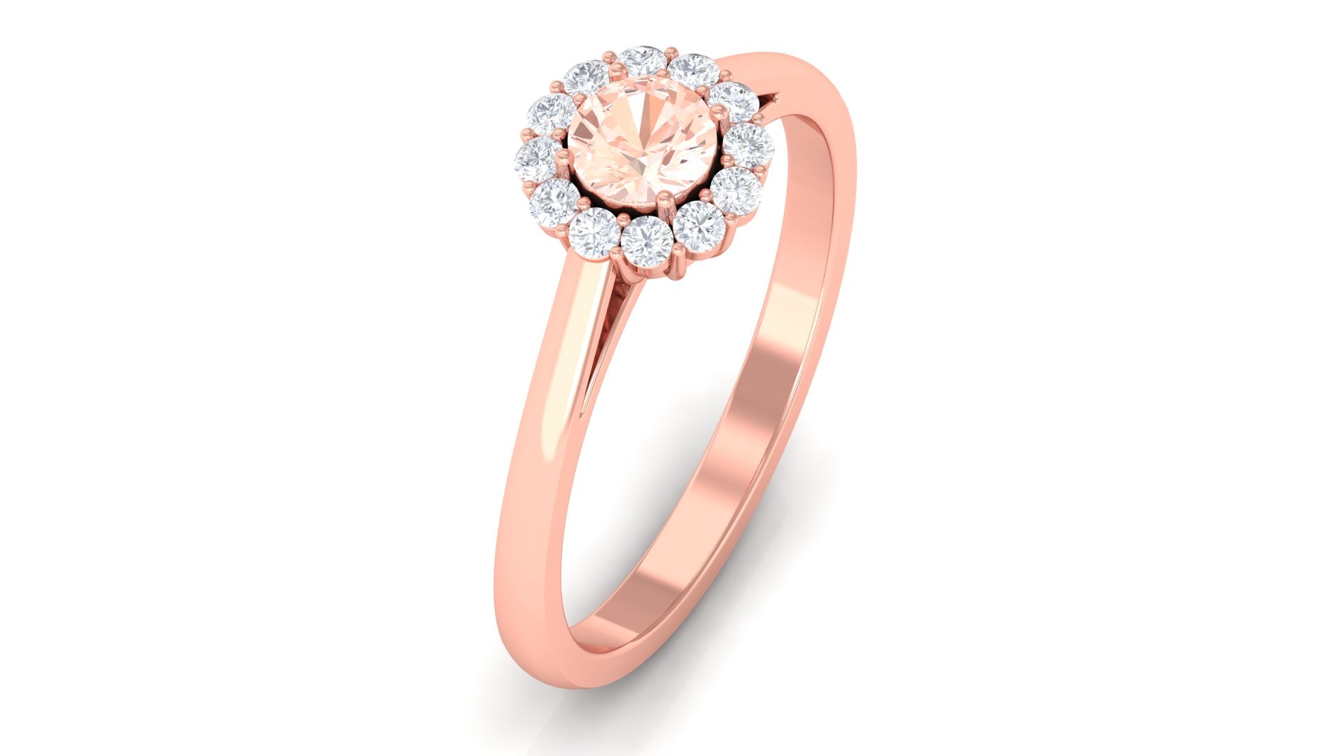 0.75 CT Morganite Engagement Ring with Diamond Morganite - ( AAA ) - Quality - Rosec Jewels