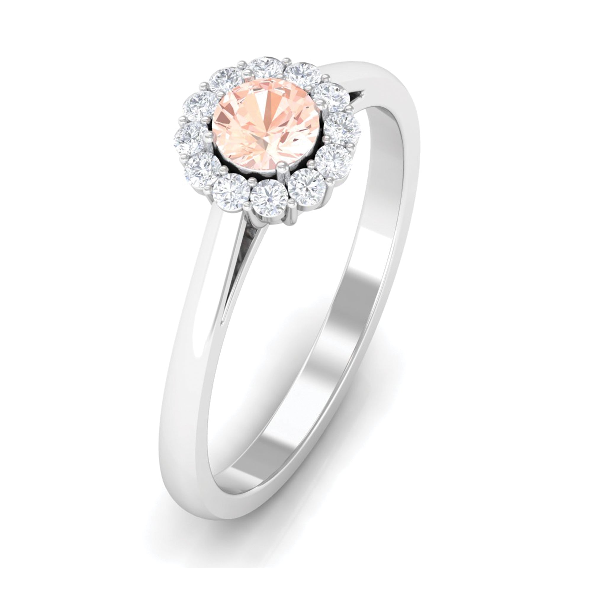 0.75 CT Morganite Engagement Ring with Diamond Morganite - ( AAA ) - Quality - Rosec Jewels