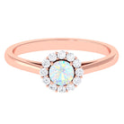 1 CT Ethiopian Opal and Diamond Floating Halo Engagement Ring Ethiopian Opal - ( AAA ) - Quality - Rosec Jewels