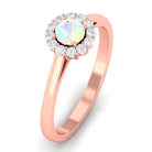 1 CT Ethiopian Opal and Diamond Floating Halo Engagement Ring Ethiopian Opal - ( AAA ) - Quality - Rosec Jewels