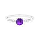 Amethyst and Diamond Solitaire Promise Ring Amethyst - ( AAA ) - Quality - Rosec Jewels