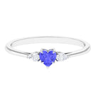 Heart Shape Tanzanite 3 Stone Promise Ring with Diamond Tanzanite - ( AAA ) - Quality - Rosec Jewels