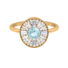 Sky Blue Topaz and Diamond Statement Engagement Ring with Beaded Detailing Sky Blue Topaz - ( AAA ) - Quality - Rosec Jewels