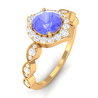 1.50 CT Vintage Style Tanzanite Engagement Ring with Diamond Accent Tanzanite - ( AAA ) - Quality - Rosec Jewels